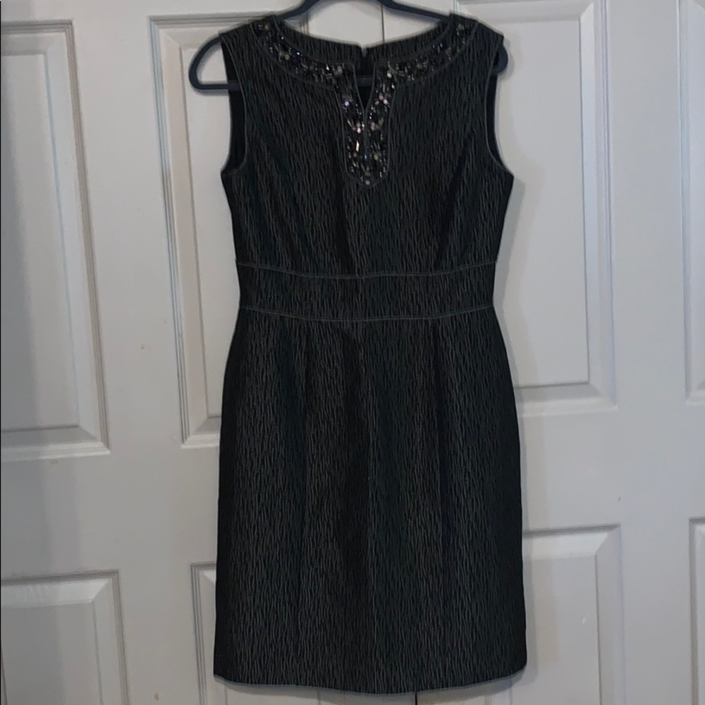 Black/Silver Tahari Dress with Beaded accents Sz 6